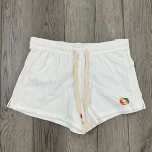 WildFox Woman Size M White Rainbow Kiss High Rise Terry Cotton Lounge NEW Shorts